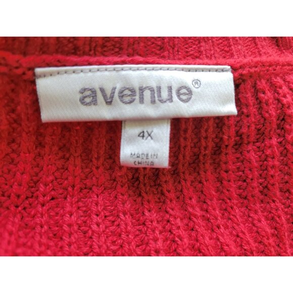 Avenue Womens Sweater 4X Plus Long Sleeve Side Zip Red Cotton Blend SWE111E - Picture 6 of 8